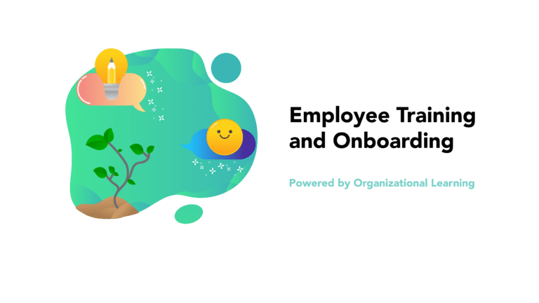 Illustrated Growing Tree with Pencil and Smile Emoji with the words Employee Training and Employee Onboarding