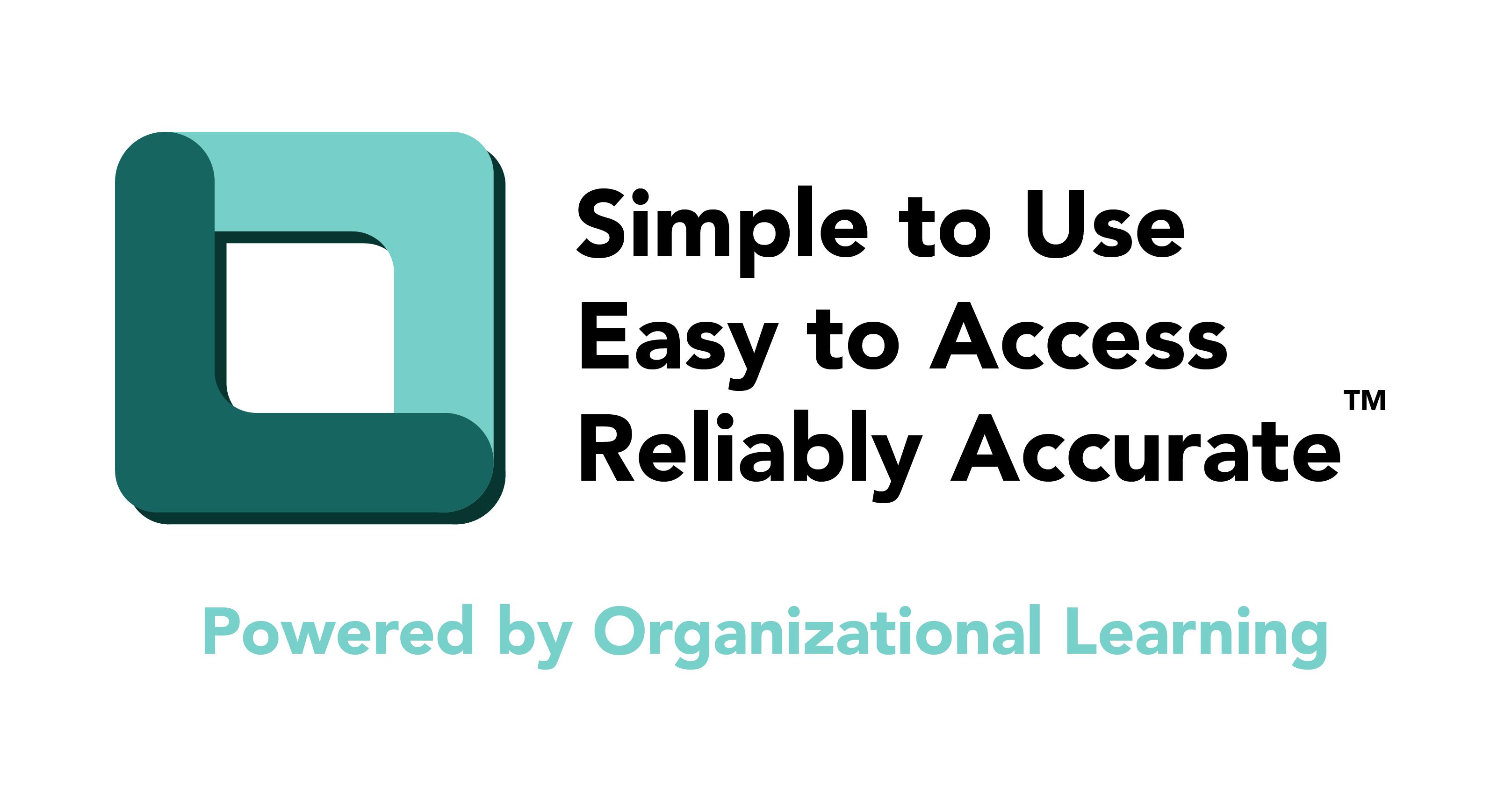 Organizational Learning Green Box Logo with the Slogan, Simple to Use, Easy to Access, Reliably Accurate for Learning and Development Programs